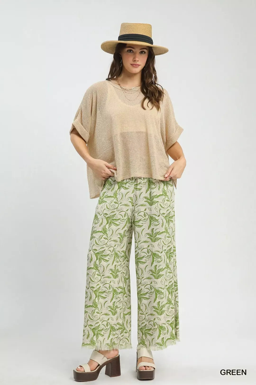 Umgee Linen Printed Wide Leg Raw Hem Pants 272ff46c-f027-4360-9dd9-7409077d15ff-Max-Origin