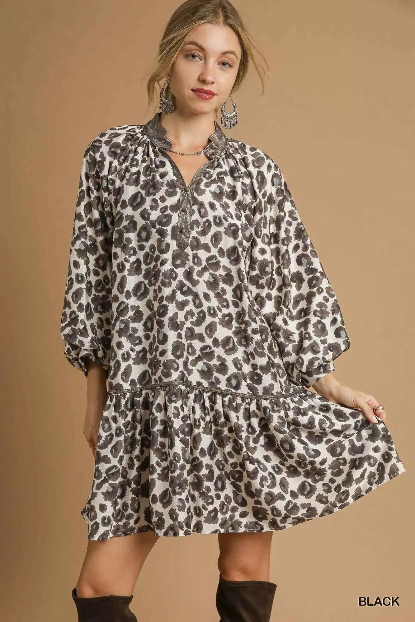 Umgee Leopard Print Tiered Mini Dress Black 2730e198-8110-4e6b-8c17-494d442bfb1b-Max-Origin