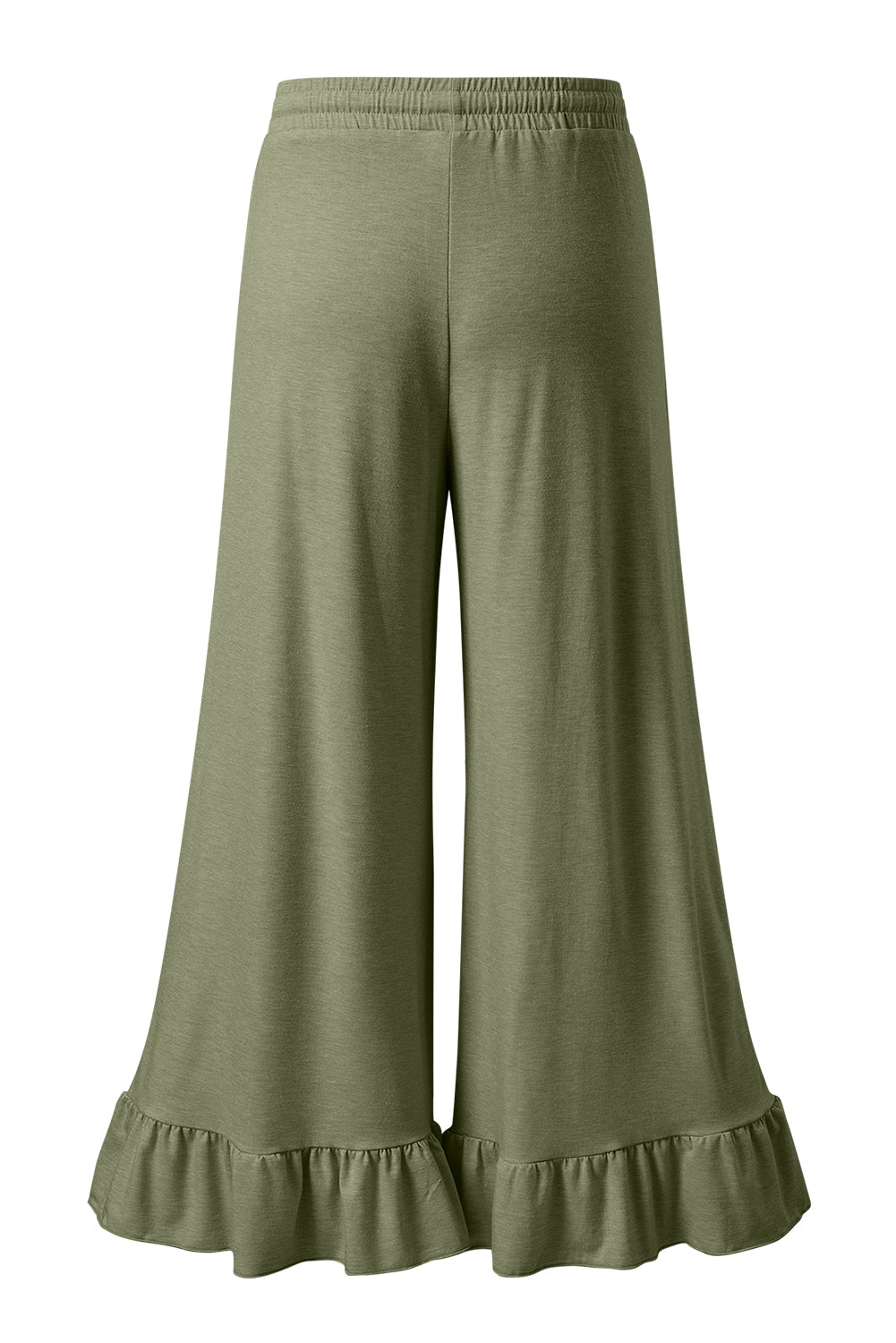 Dune Solid Color Ruffle Hem Wide Leg Pants Jungle Green 65%Polyester+30%Viscose+5%Elastane 2734225e61d9cffe