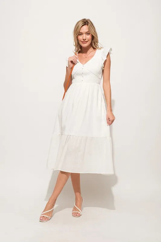 And The Why Ruffle Sleeve Front Smocked Tiered Midi Dress 27385b8ccc2244b59b7dac2f97deb446-Max-Origin