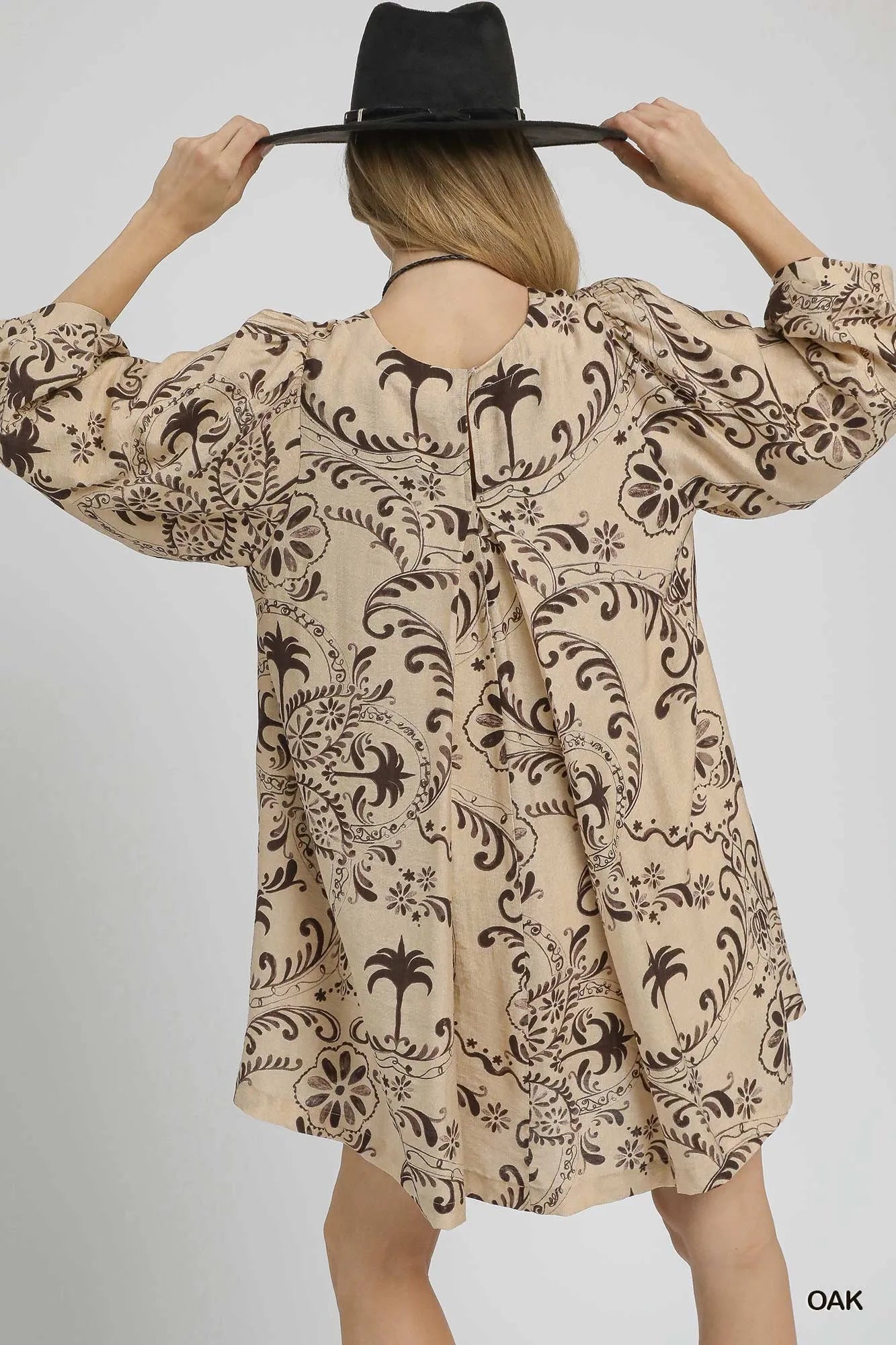 Umgee Boho Printed Balloon Sleeve Mini Dress 274bbb2d-0862-49b5-ae7f-4967c57386a4-Max-Origin