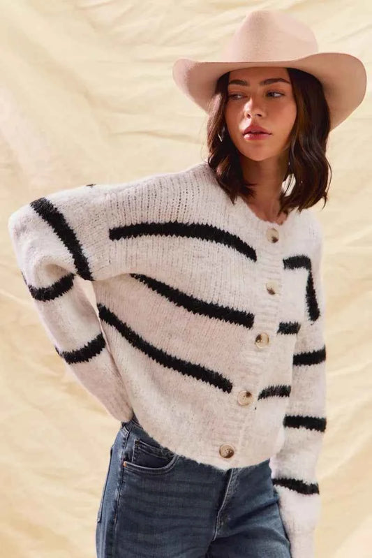 Stripe Soft Touch Button Cozy Sweater Cardigan 27611aebffd348c7b1961a8504aee44c-Max-Origin