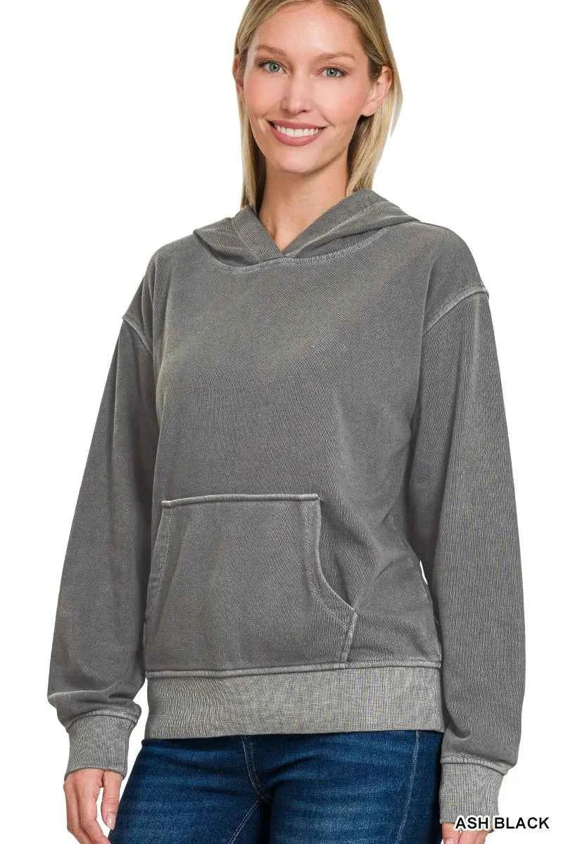 Zenana Fleece Pigment Dye Kangaroo Pocket Hoodie ASH BLACK 27658e380fb74ec480a348777683272b-Max-Origin