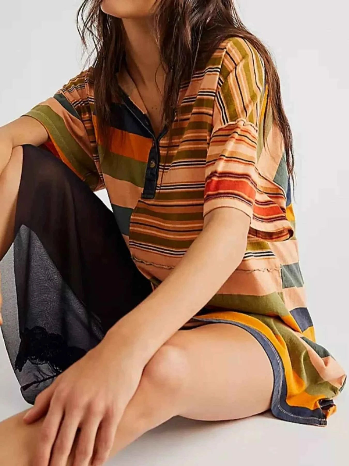 Striped Oversized Half Button Shirt Dress 276a04e9-669c-48f5-b98d-a6f47c621367-Max-Origin
