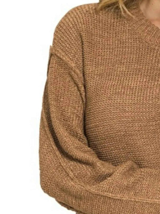 Exposed Seam Round Neck Sweater 276a670c-82f8-4190-9abb-f8ed725f808d-Max-Origin