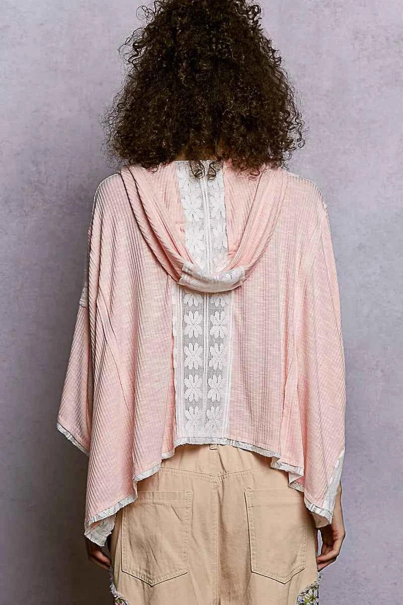 POL Short Sleeve Hoodie Top with Lace Detail 2775ed11-a6e6-4022-8322-78c26b57c73f-Max-Origin