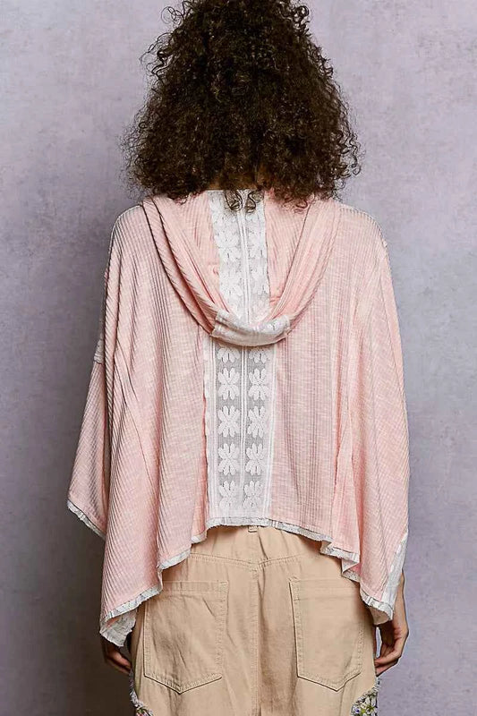 Short Sleeve Hoodie Top with Lace Detail 2775ed11-a6e6-4022-8322-78c26b57c73f-Max-Origin