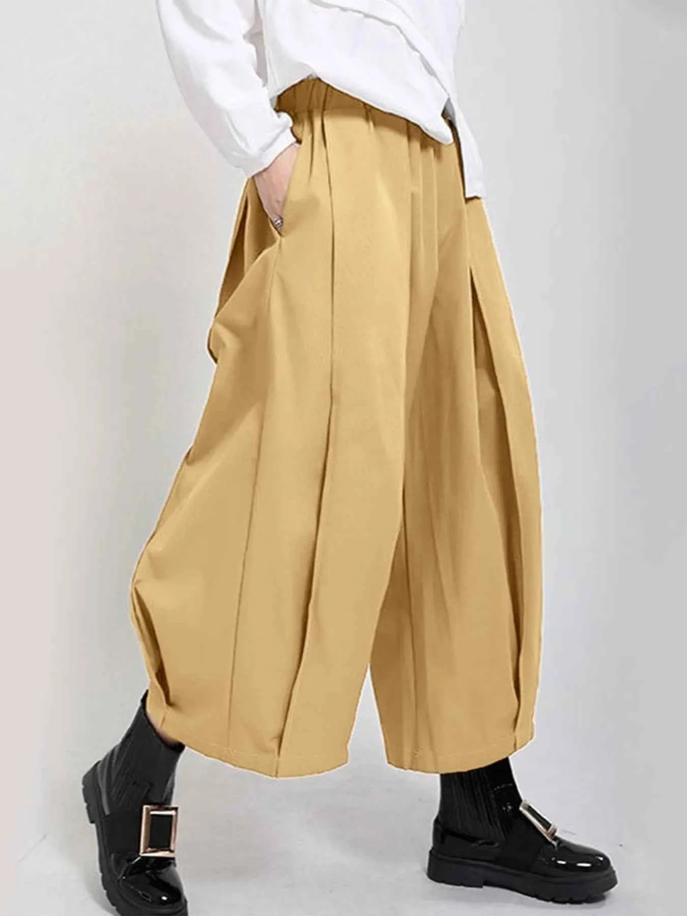 Plus Size Wide Leg Pleated Detail Cropped Pants Tan 278e180e-f912-460e-b493-a362ca0a822d-Max-Origin