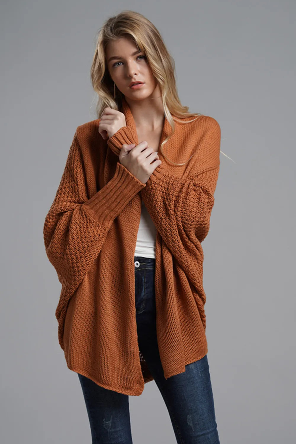 Open Front Batwing Sleeve Cardigan Terracotta One Size 279c0b3a-75e3-4fa7-97b4-d07c0d2cb0d6-Max
