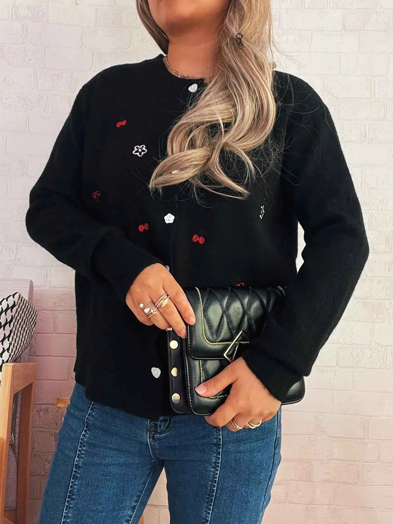 Ribbed Button-Front Knit Cardigan