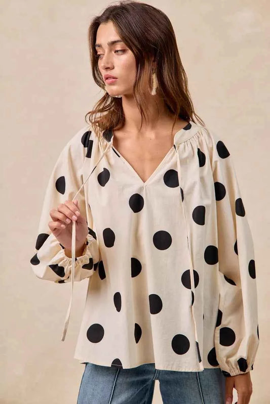 Polka Dot Exaggerated Balloon Sleeves Blouse 27a0d68cae294814a524455649249cc1-Max-Origin