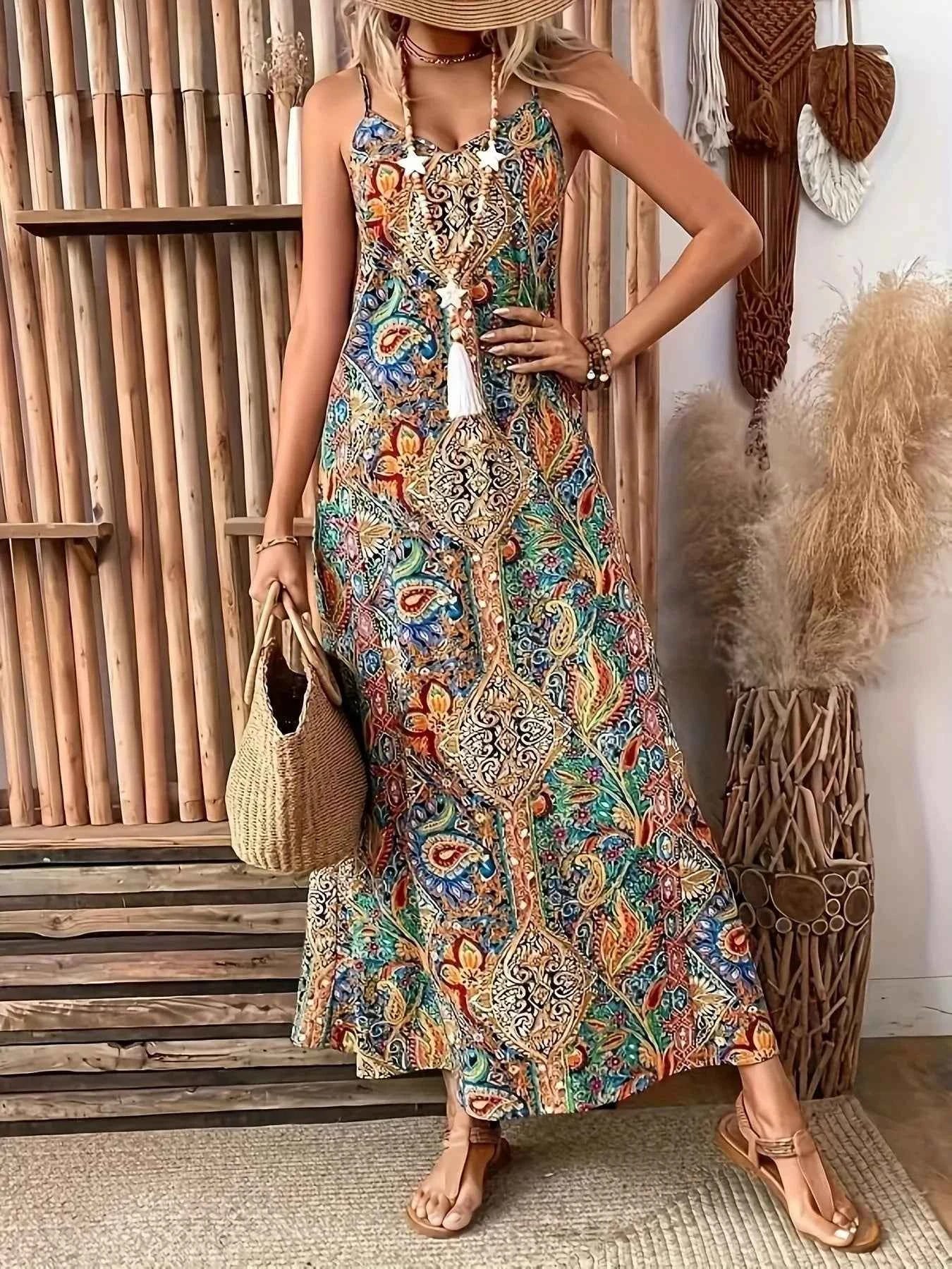 Paisley Print V-Neck Maxi Dress 27aa77820b3448b7a4a31c08d41ff9de-Max-Origin