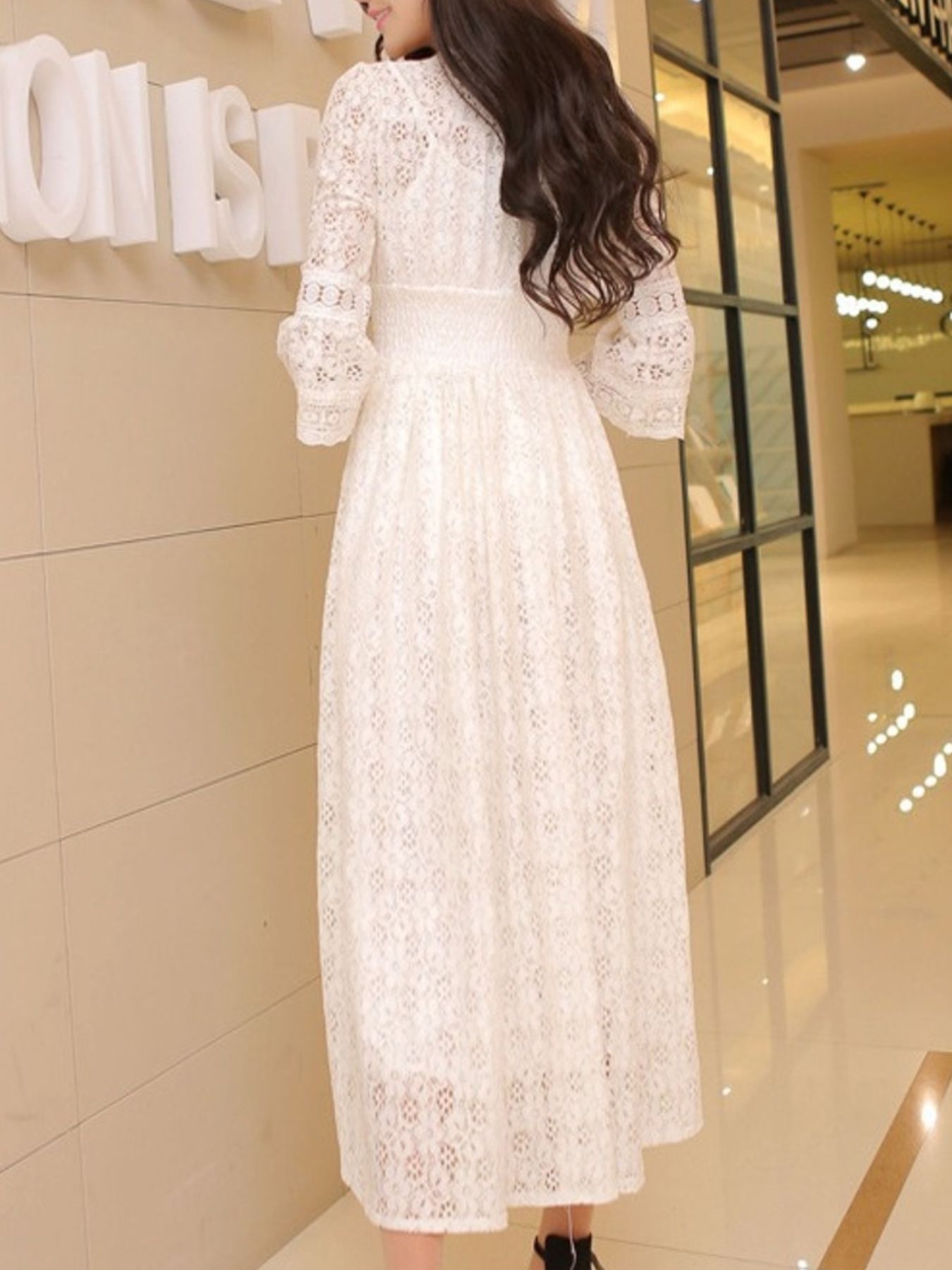 Lace 3/4 Sleeve Midi Dress 27b1f181-6b27-42f7-a9ec-999c22945305-Max