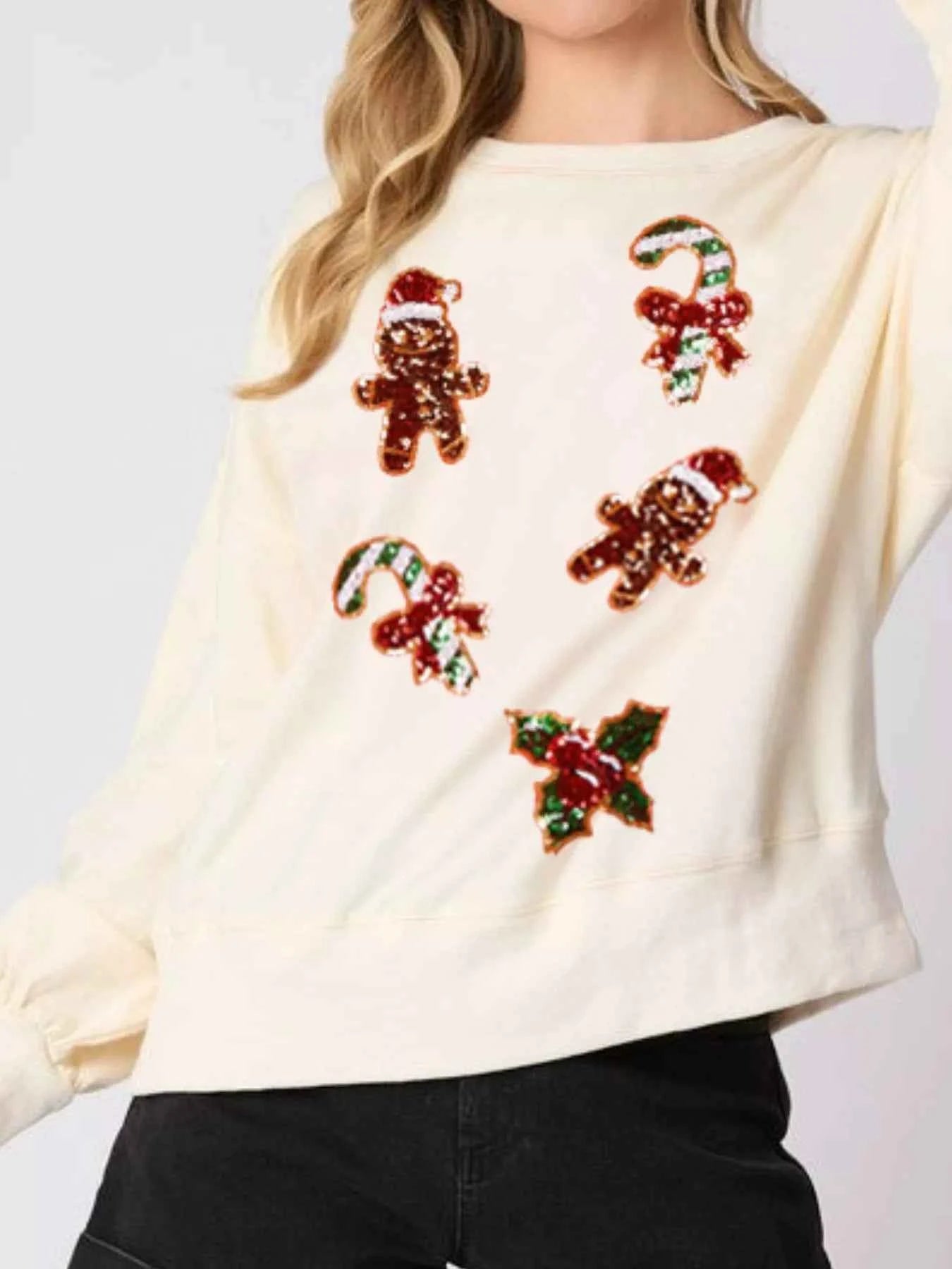 Christmas Holiday Sequined Gingerbread Sweatshirt 27b2236c-5349-4eef-8df6-cc84c8a7a5c1-Max-Origin