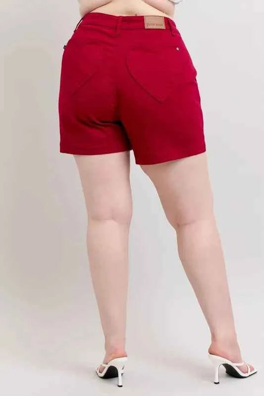 Judy Blue Plus Size High Waist Tummy Control Garment Dyed Heart Shaped Denim Shorts 27b59b03aad849b292ab6a17f44dcf6e-Max-Origin