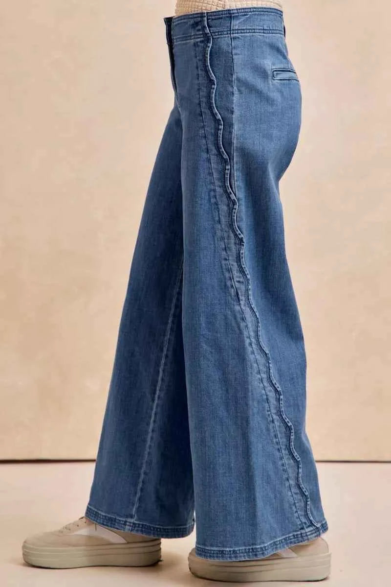 BiBi Wavy Side Edge Detail Lined Wide Leg Jeans 27c638ddb0d044a6b69385279ba16bcf-Max-Origin