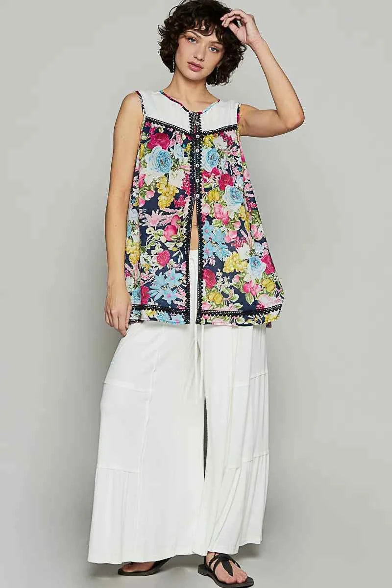 POL Lace Detail Floral Print Sleeveless Blouse 27c80c2a-4cdf-4ce1-af94-c492ae0d97bc-Max-Origin