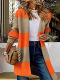 Color Block Open Front Knit Cardigan Khaki 27d7ff1f6b2b4a58b82f717196223251-Max-Origin
