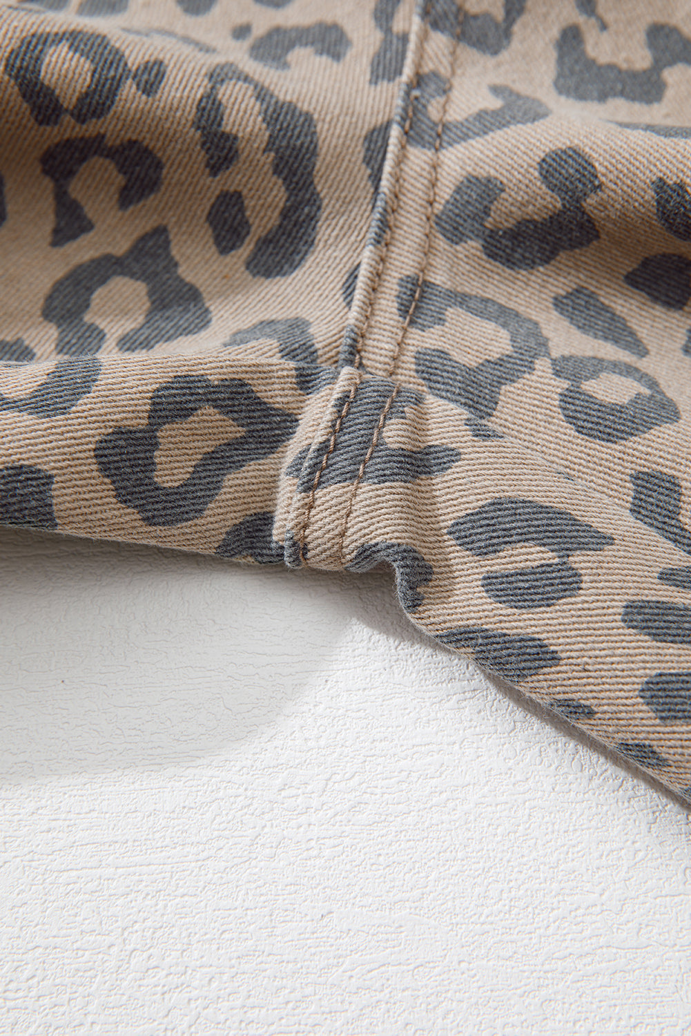 Khaki Leopard Print Drawstring Waist Pocketed Wide Leg Jeans 27dfb69278a539ef
