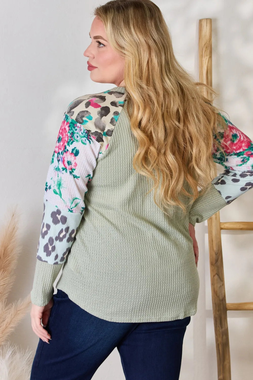 Hailey & Co Full Size Printed Round Neck Blouse 27e19d17-a1d0-49fb-9e03-76377c95cc10-Max