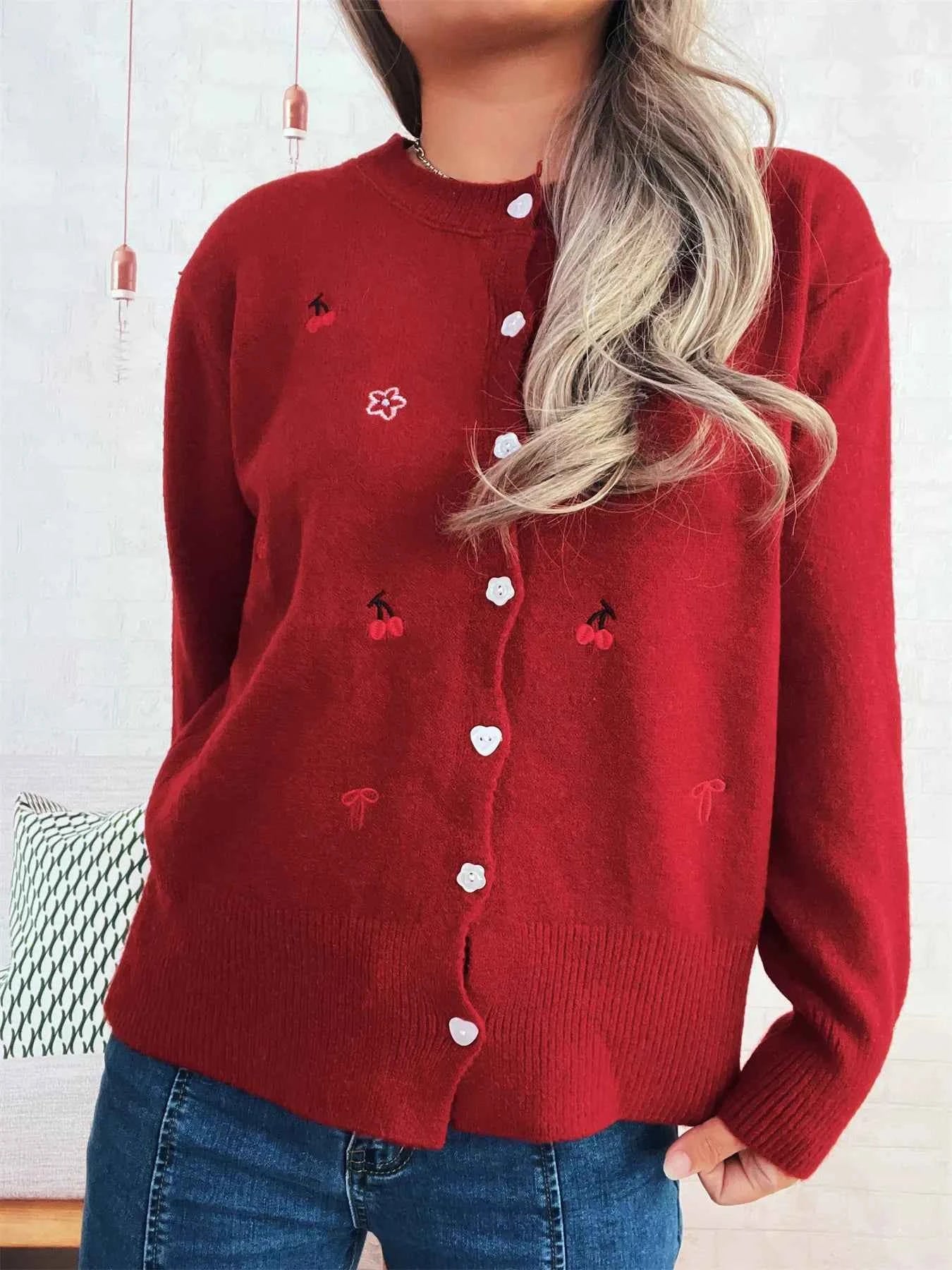 Ribbed Button-Front Knit Cardigan