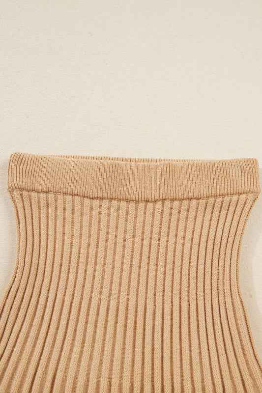 Solid High Neck Sweater and Pleated Mini Skirt Set 27f0dae5-8db0-445d-a401-784e93f595bc