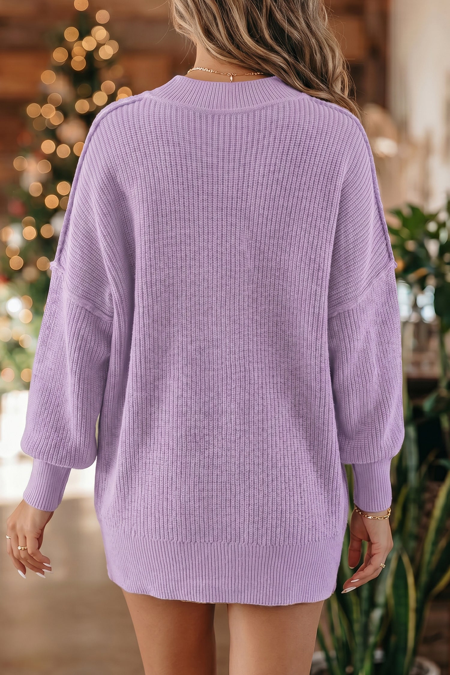 Chestnut Long Sleeve Ribbed Knit Stand Neck Regular Fit Sweater 2806224d1cbd0196