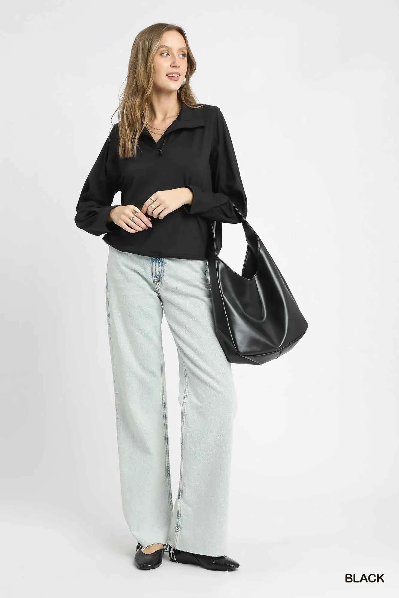 Umgee Half-Zip Sweatshirt with Front kangaroo pocket 280f74ed-1c78-4f4b-82f4-00d7fc21b952-Max-Origin