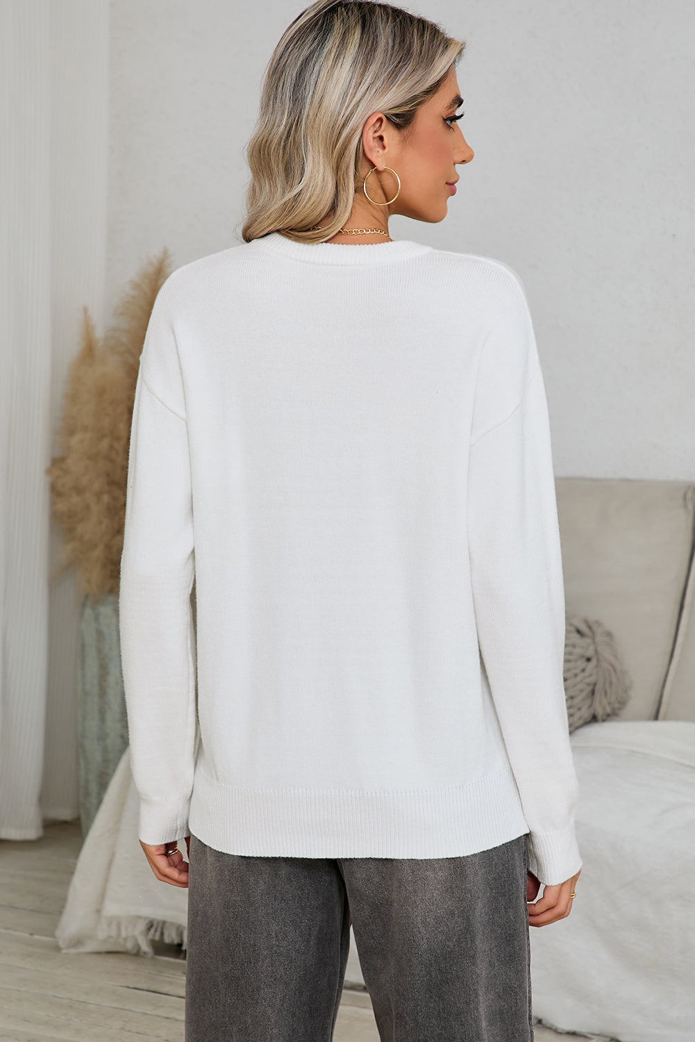 White Thankful Ivory Embroidered Sweater 2813e6cc332a0cdf