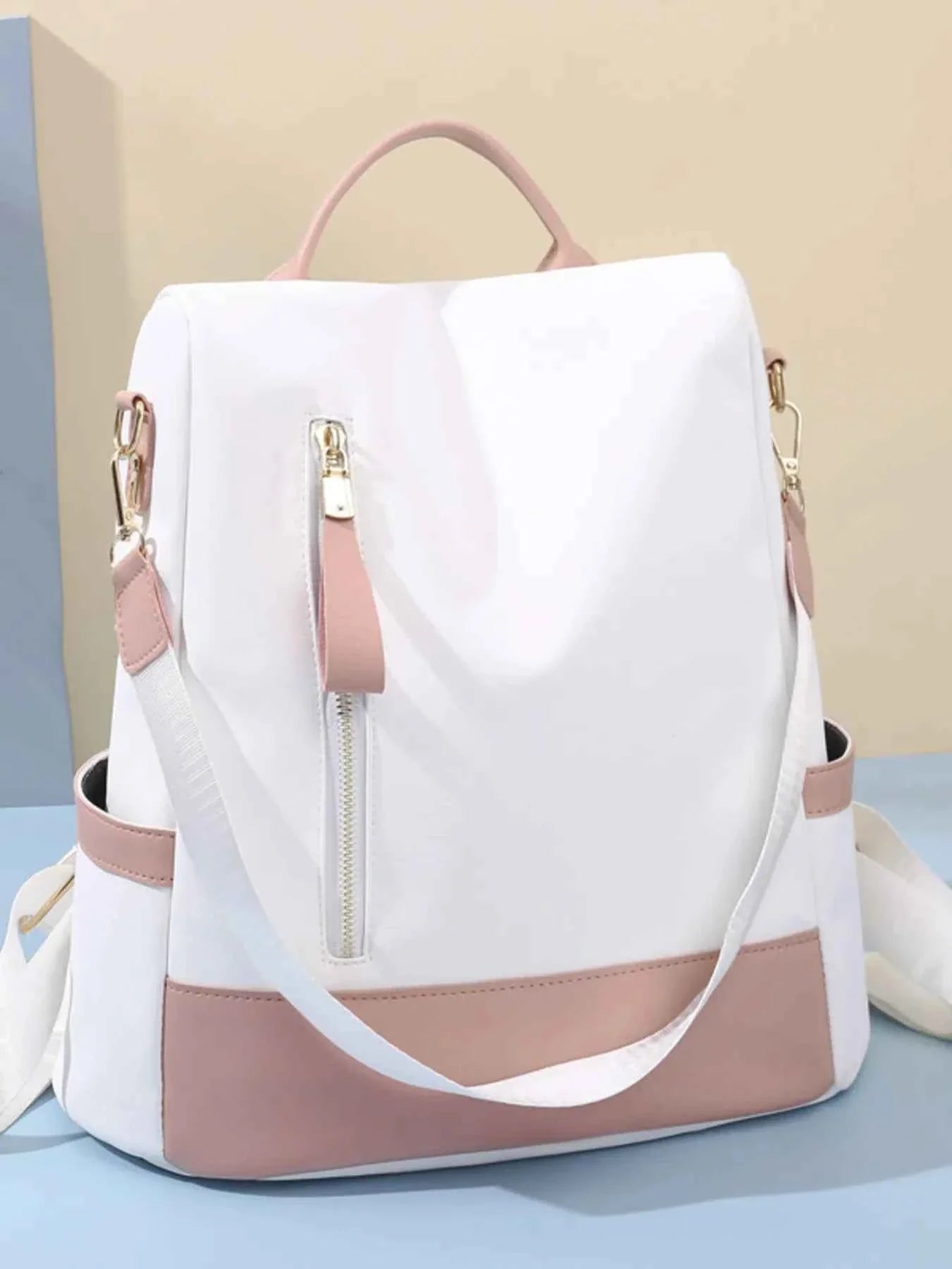 Color Block Convertible Backpack Bag Dusty Pink One Size 28141a6b7f544fb7bf84a47837352203-Max-Origin