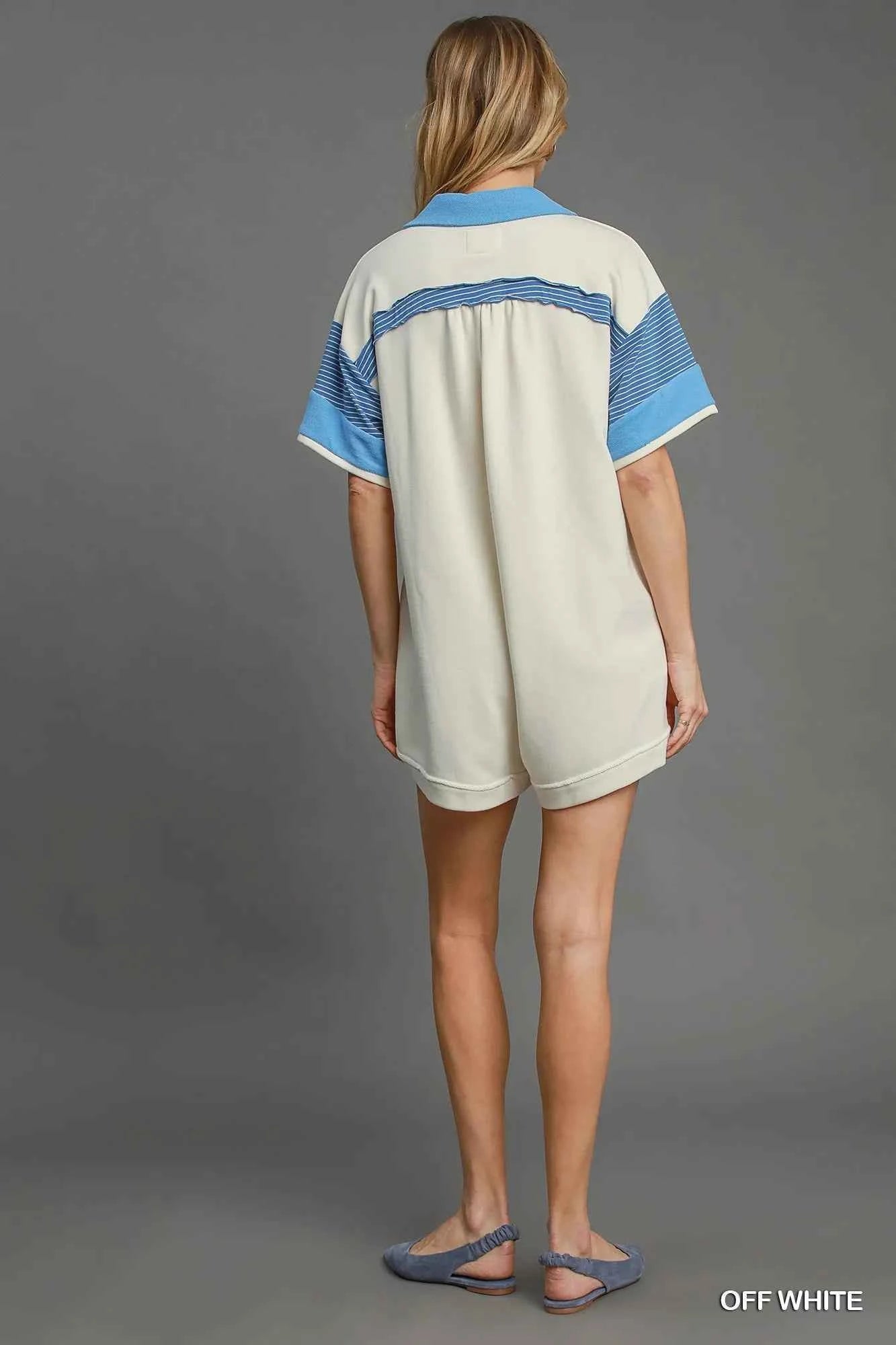 Umgee French Terry Collared Colorblock Romper 28167f0f-d77a-4cdd-9d85-9065862e709c-Max-Origin