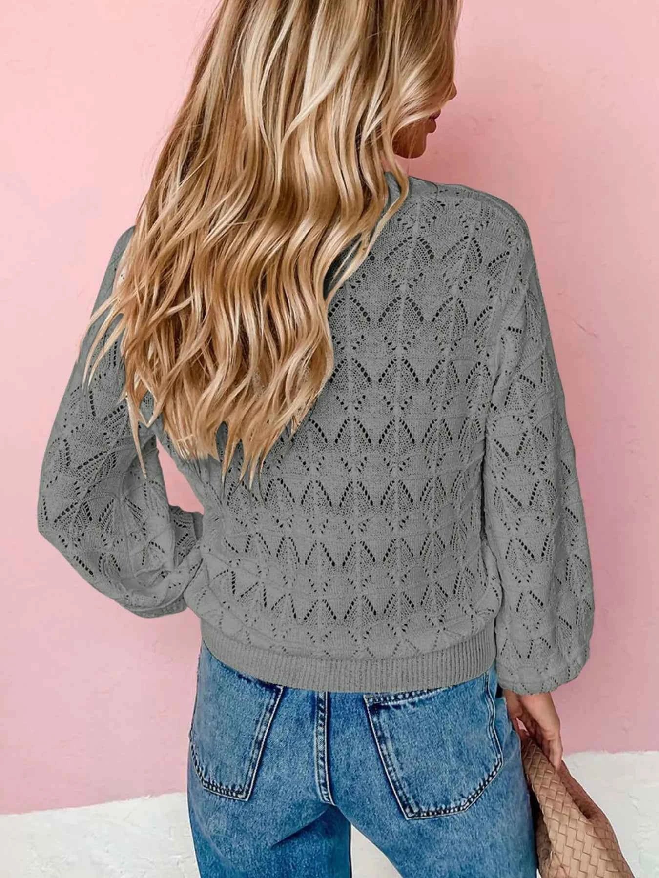 Buttoned Front Openwork Cardigan 28194f03-3700-4a31-a1a1-c6b7a4ea44b0-Max-Origin