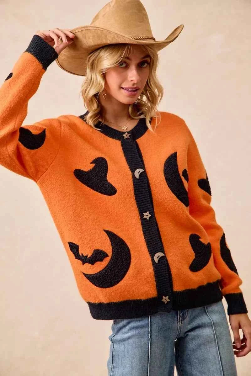 BiBi Halloween Witch Hat Moon Bat Artwork Cardigan 281d5f6dc02f44e9a8a8483f512fc5d2-Max-Origin