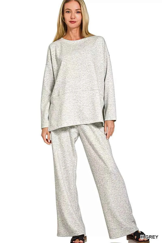 Zenana Scuba Side Slit Top and Pants Set H GREY 28323aa9bbcd47ff8f93dd45377c0ed5-Max-Origin