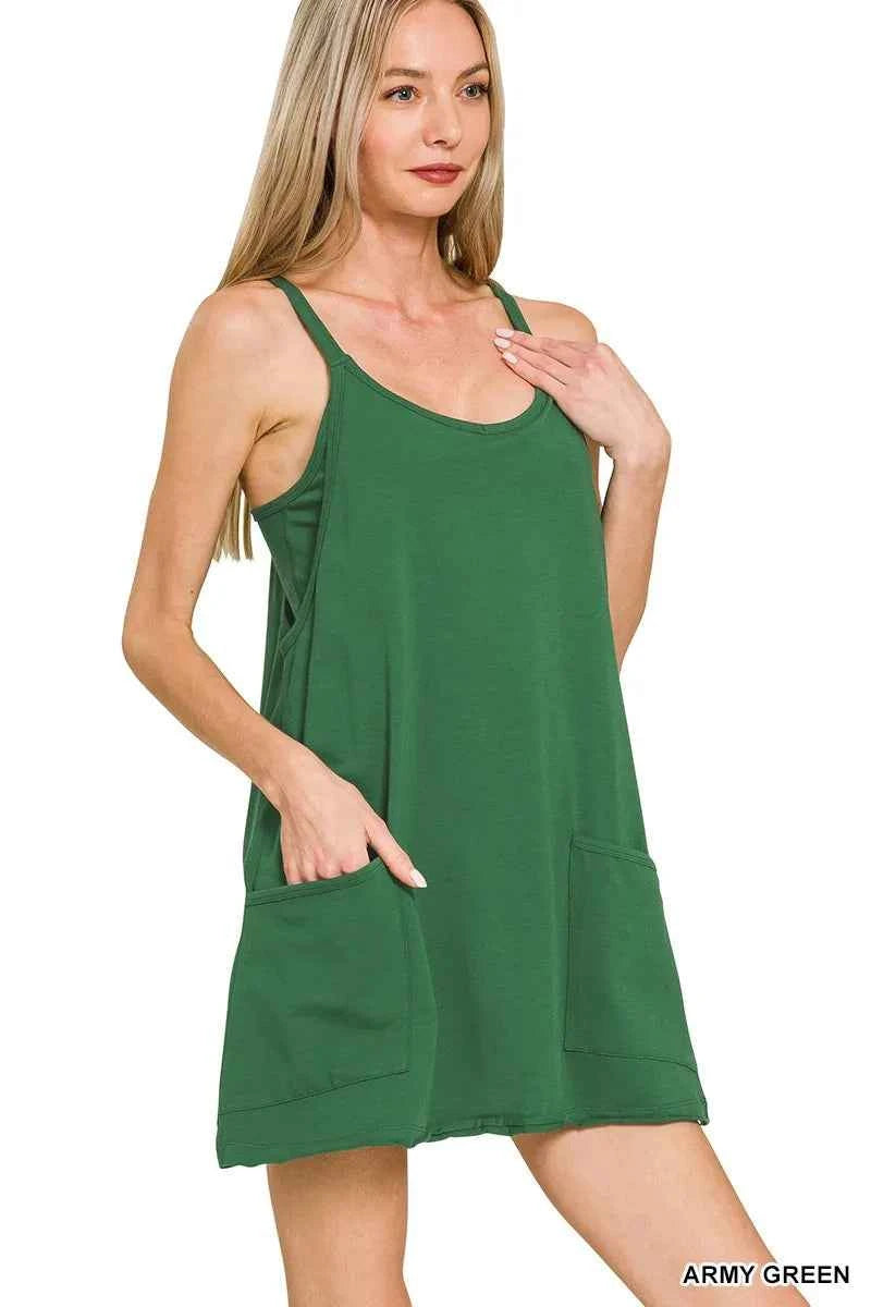 Zenana Cami Mini Dress with Built-in Romper Liner ARMY GREEN 283363f2f5a14bd092e1222a47ca72c6-Max-Origin