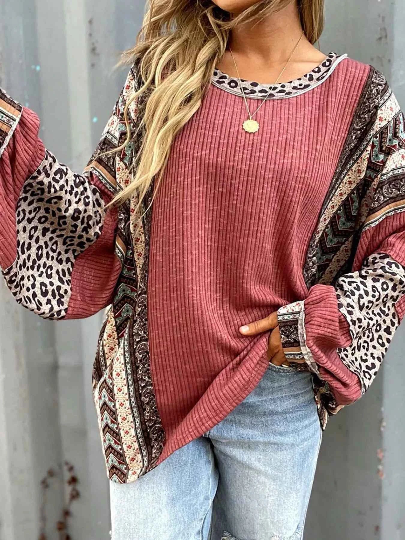 Leopard Color Block Ribbed Top 28365e95-fea5-46c9-a718-ba2339929cab-Max-Origin