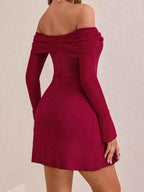 Off-Shoulder Long Sleeve Mini Dress 28371ff6447e42e9bf9c175ce7be68a0-Max-Origin