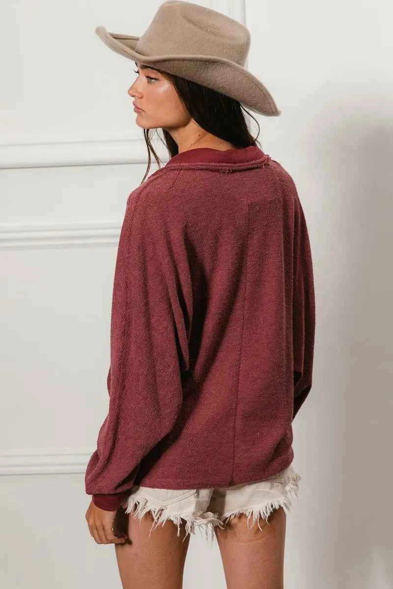 BiBi Cp French Terry Cut Edge Detail Collared Top 2849954997574342970f649c93cd7664-Max-Origin