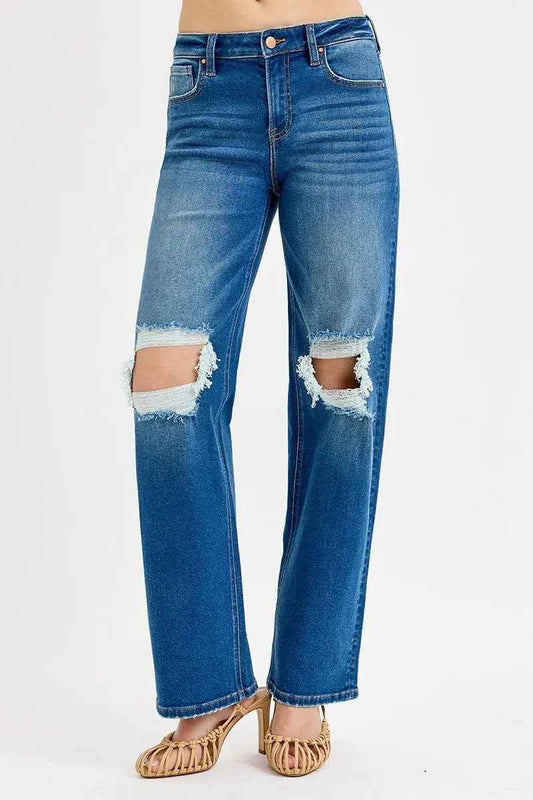 Full Size Mid Waist Fit Boyfriend Knee Distressed Jeans Plus Size MEDIUM 2855c08e27f84578a97ab3b6a19557bd-Max-Origin