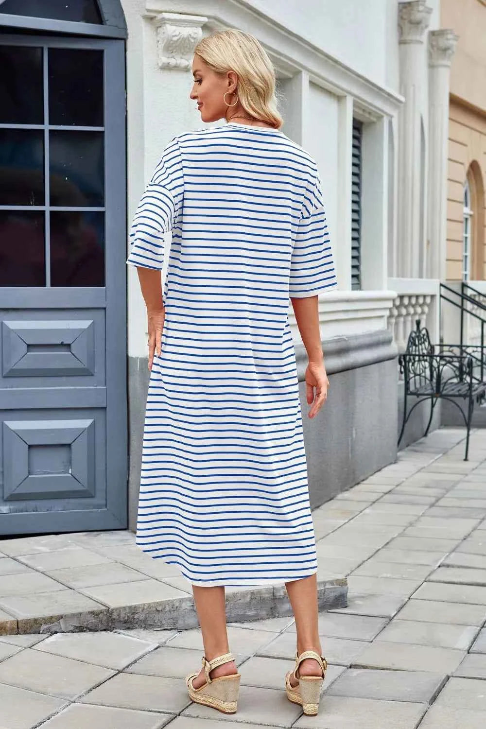 Lovelet Contrast Striped Half Sleeve Midi Tee Dress 2868ea18-5553-4c27-9855-0f9d747a831e-Max