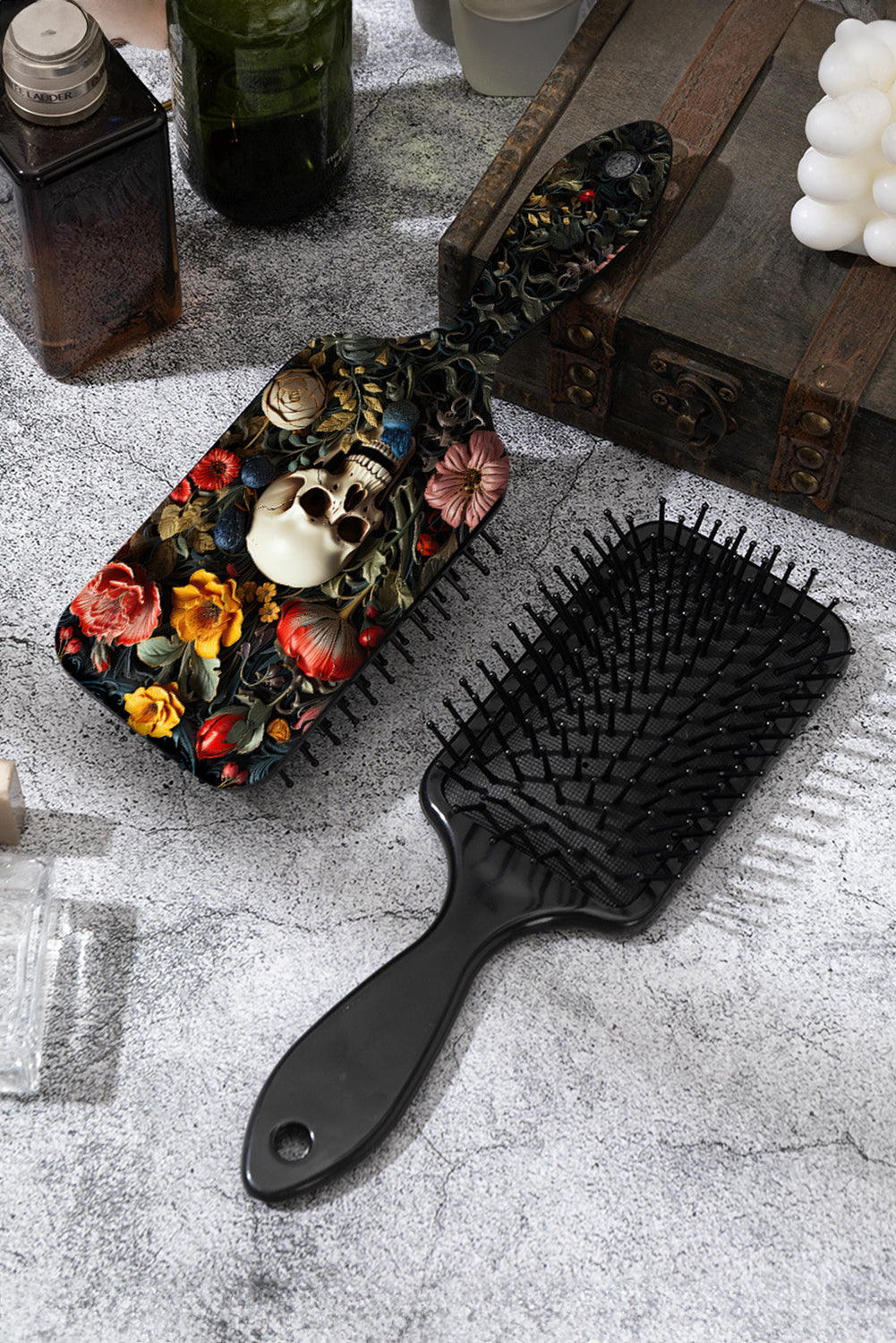 Black Halloween Floral Skull Air Cushion Comb 286f6bada9a69f93