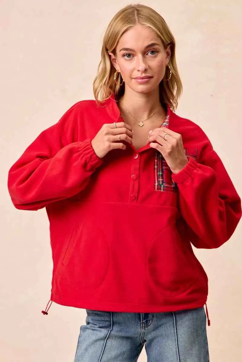 BiBi Christmas Theme Fleece Buttoned Top with Pockets 286fb177317746d5841bc01d38c7dc22-Max-Origin