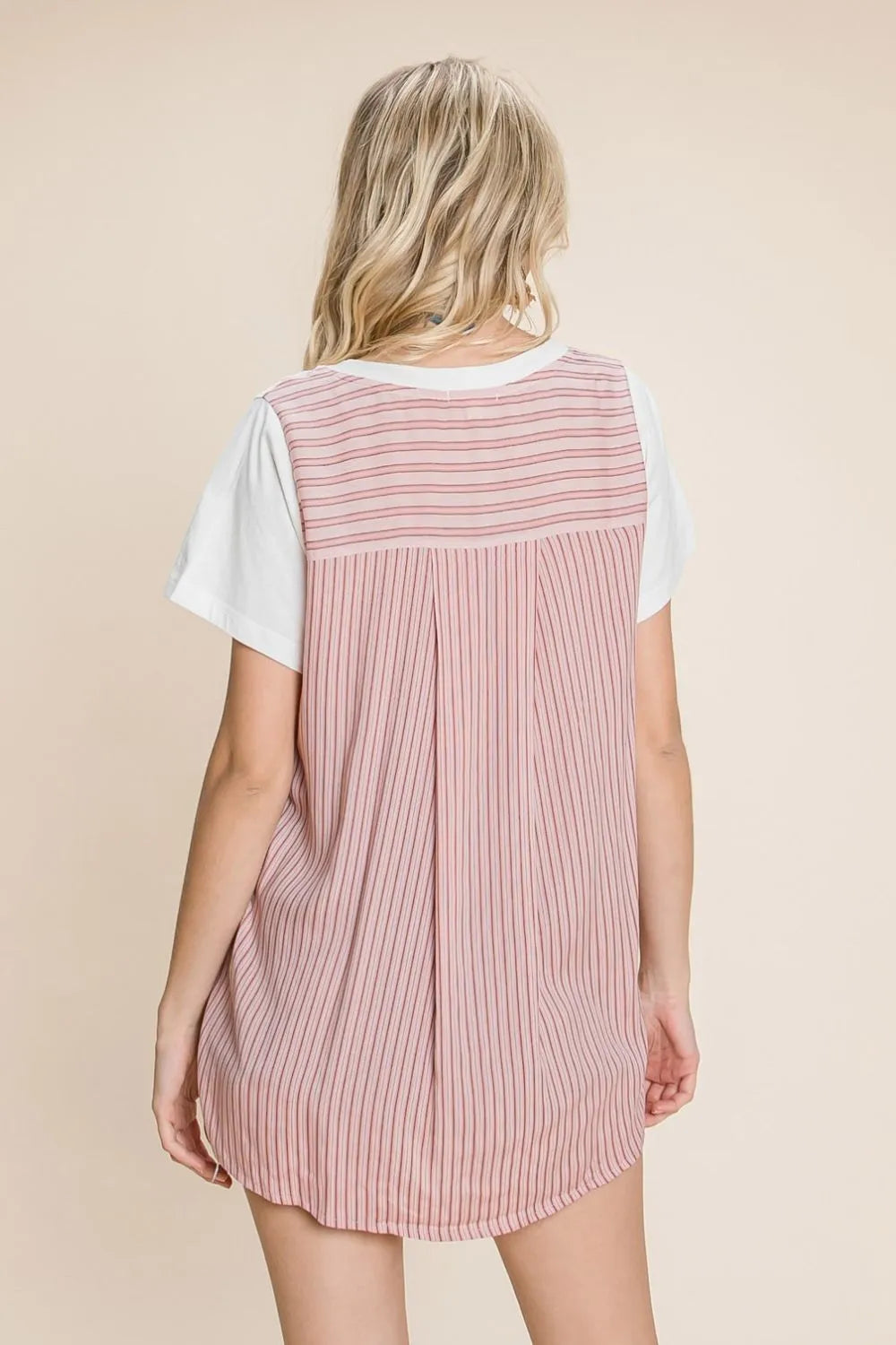 Cotton Bleu by Nu Label Contrast Striped Short Sleeve T-Shirt 2873c11e-90ef-45cd-aad8-a5671f213da6-Max