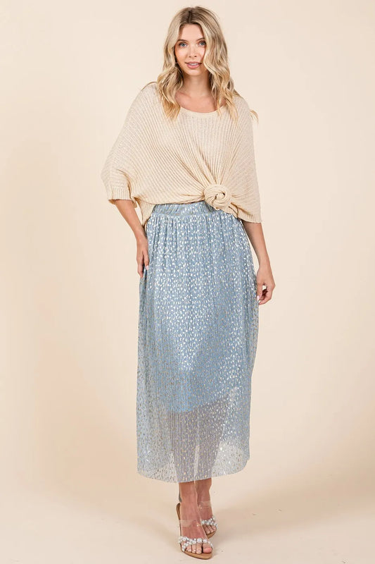 Metallic Glitter Speckle Print Elastic Midi Skirt 287f42bf24824e5eafc910819be0b673-Max-Origin