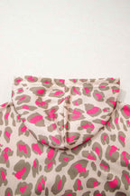 Rose Leopard Print Zip Up Hooded Sweatshirt 28807b2c2a89bb8a