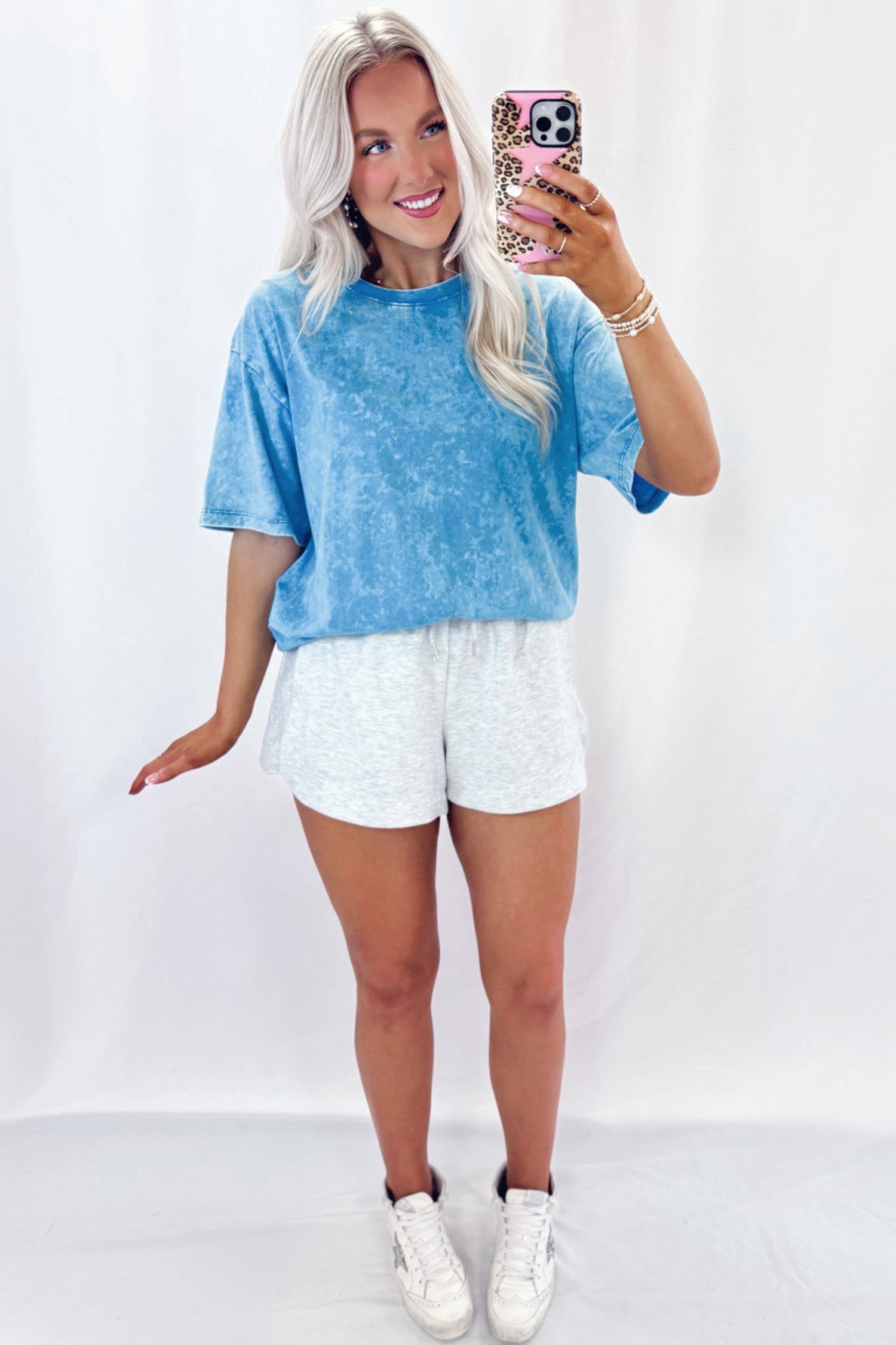 Blue Mineral Washed Oversized Tee 2889011412af57c2
