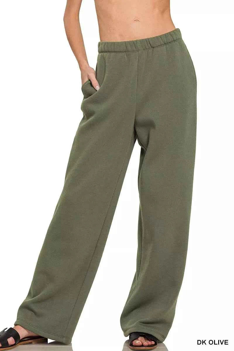 Zenana Fleece Sweatpant with Pockets DK OLIVE 28990e4317d54085bac8e35bfaa69b50-Max-Origin