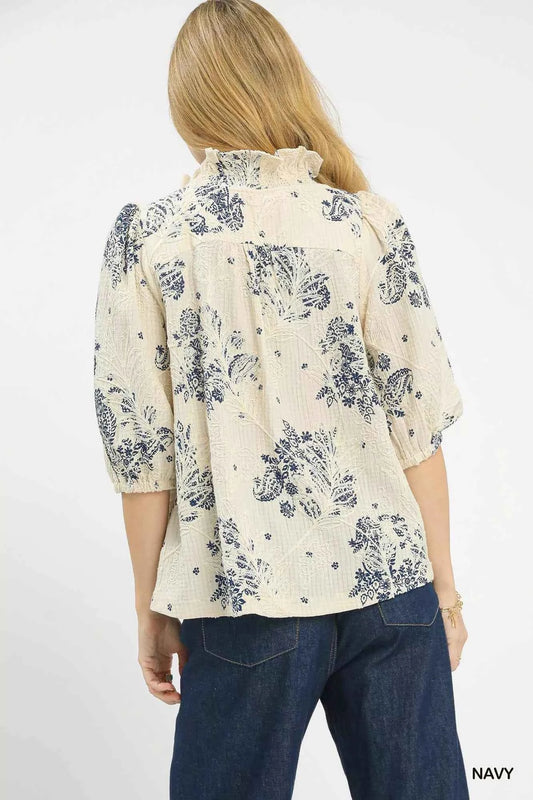Floral Embroidered Blouse with Ruffle Trim 289c02b9-1061-4009-bfbf-a40e7b9c6e7b-Max-Origin