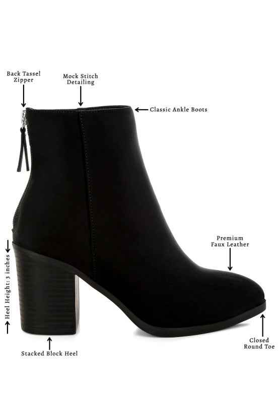 Veyara Lycra Block Heel Ankle Boots 289ed587-d212-4534-aee4-6affde0fc82d