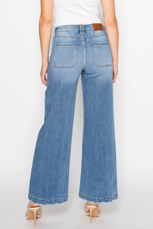 Eco Friendly Fabric High Rise Slim Palazzo Jeans 28a8cb51-b160-4c49-9dc2-4d4d11d321ac